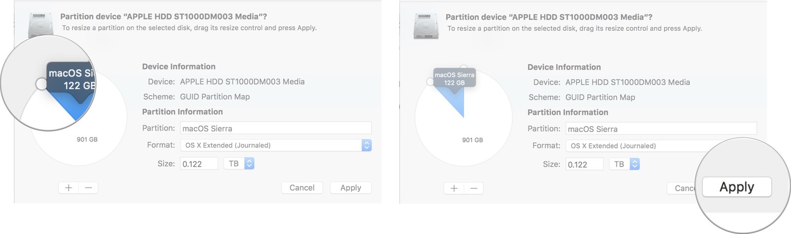the partition bar will not let me drag it past 40gb for mac and windows